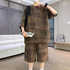 套装男宽松扎染满天星圆领短袖T恤短裤套装两件套TZ6630-P55，男装休闲套装，星座310B
