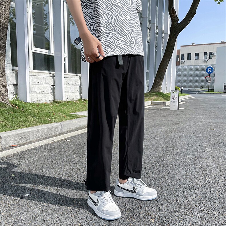 港风模特腰带冰丝大码宽松潮男速干空调九分休闲裤KZ988P55控78,男装休闲裤,电商A089-1