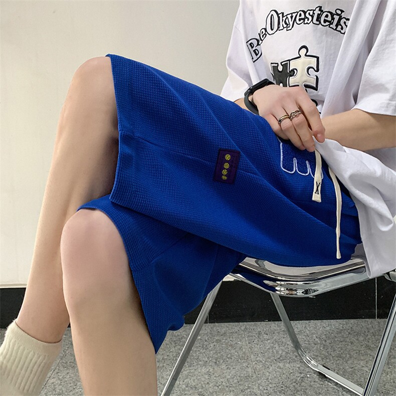 2025夏季新款UE绣标五分裤男华夫格休闲中裤运动短裤K1073-P26,男装牛仔裤,星座207