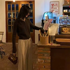 新款纯色连帽针织拉链开衫时尚百搭，女装针织衫/毛衣，忠诺羊绒