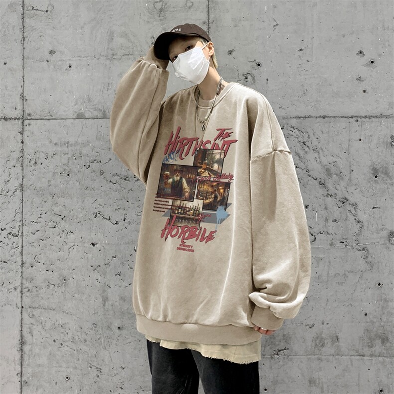 美式潮牌重磅水洗做旧连帽卫衣力推大码男XZ517A-2-Y7750-P58,男装卫衣,星座517A-2