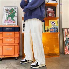 灯芯绒直筒阔腿裤子男春秋季拼接大码裤子A394P35