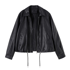 【春季女装新款】2026大量现货时尚休闲金属丝水洗PU皮衣外套，女装皮衣，缘衣格