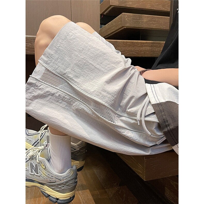 美式侧边拉链网眼透气速干短裤男夏季五分裤薄款宽松裤子SA18-P42，男装牛仔裤，星座208-5