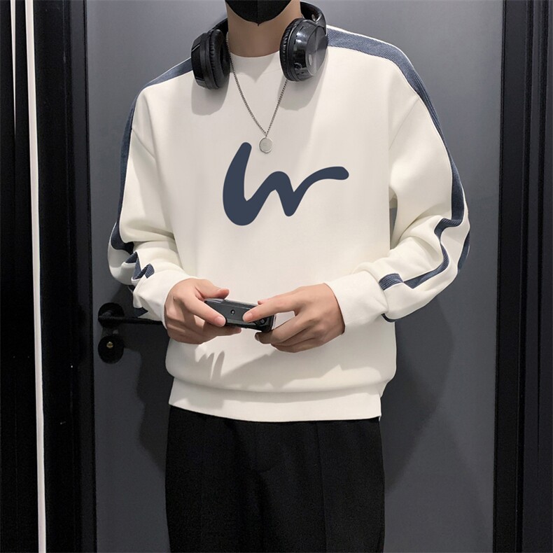 WY13121常规P58控78加绒P68控88无头风小伙风拼接印花卫衣,男装卫衣,电商B340