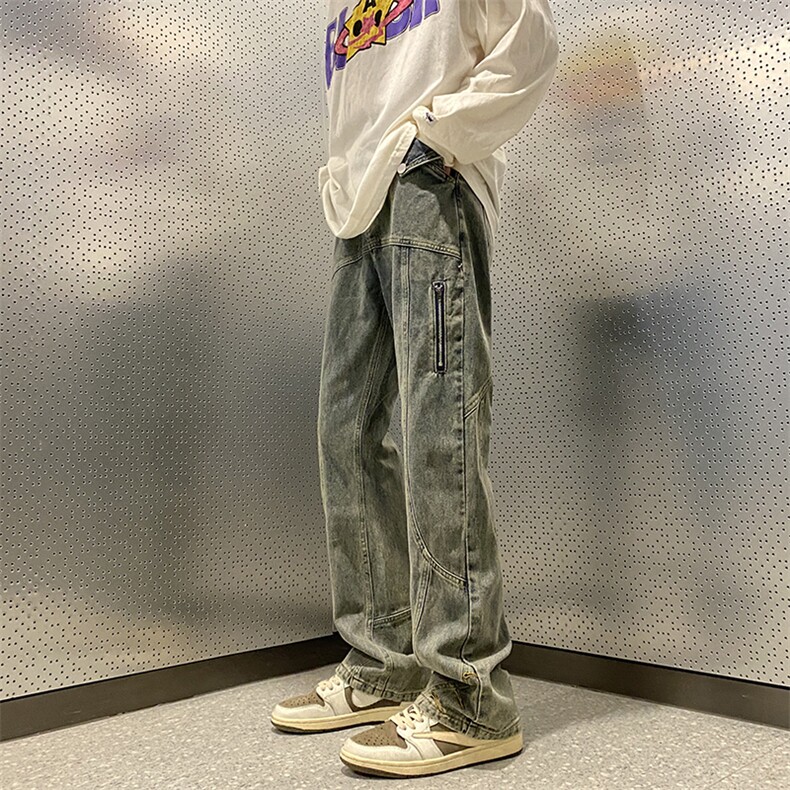 美式高街vibe风直筒长裤欧美痞帅男hiphop复古水洗牛仔裤,男装牛仔裤,星座301D-4(原星座1004-4）