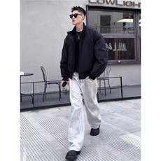 美式短款廓形飞行夹克羽绒服男秋冬季立领工装棉衣外套夹棉棒球服，男装夹克，星座1001-1