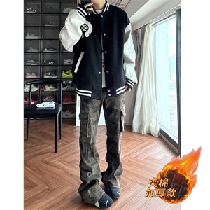2025秋冬新款十字架刺绣贴皮棒球服潮图片