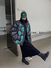 撞色格子拼接、90白鸭绒，其它，PINK