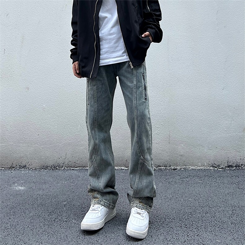 美式高街vibe风直筒长裤欧美痞帅男hiphop复古水洗牛仔裤,男装牛仔裤,星座301D-4(原星座1004-4）