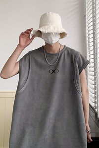 麂皮绒背心重磅坎肩男T恤日系复古美式港风潮1016-1 T175 P35 K55图片