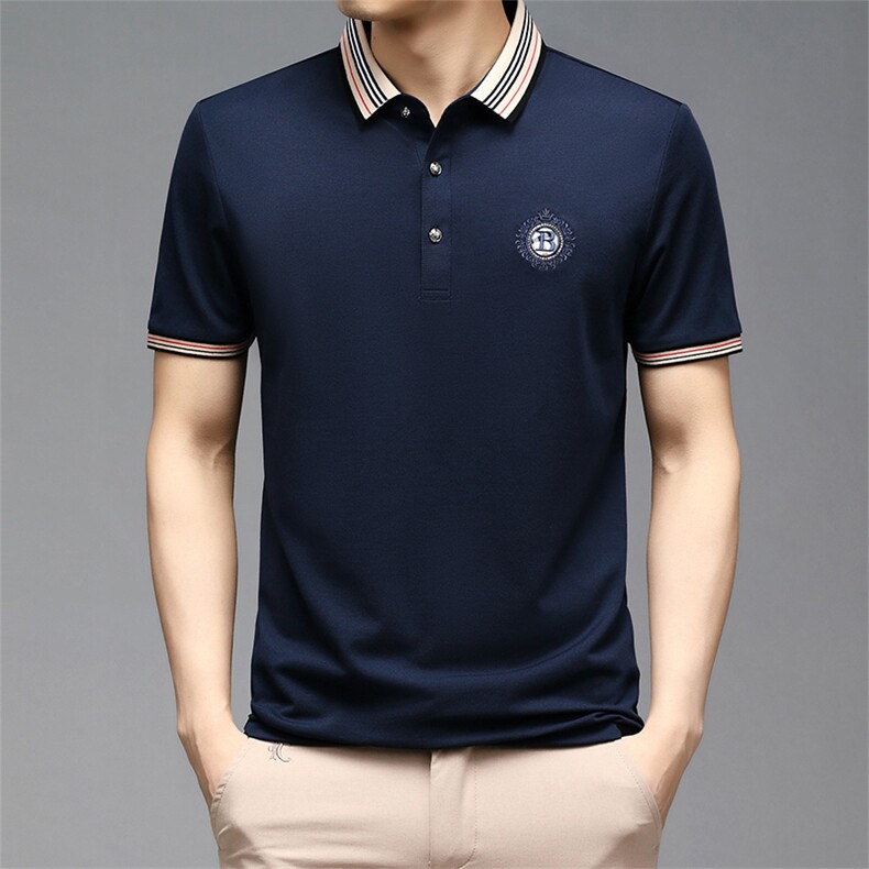2023夏季新款男式短袖T恤POLO衫男士翻领纯色体恤HD9517-P50,男装Polo衫,星座1105-3