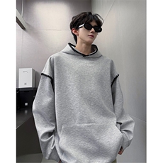WY10155-特P48控88新款连帽贝壳绣花麦穗提花大码男宽松情侣卫衣，男装卫衣，电商A059