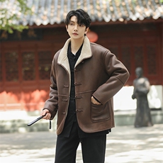 风棉衣皮毛一体短大衣男冬季羊羔绒夹克外套保暖棉服1215p178，男装夹克，电商A016