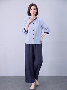 衬衫女撞色条纹宽松透气上衣图片