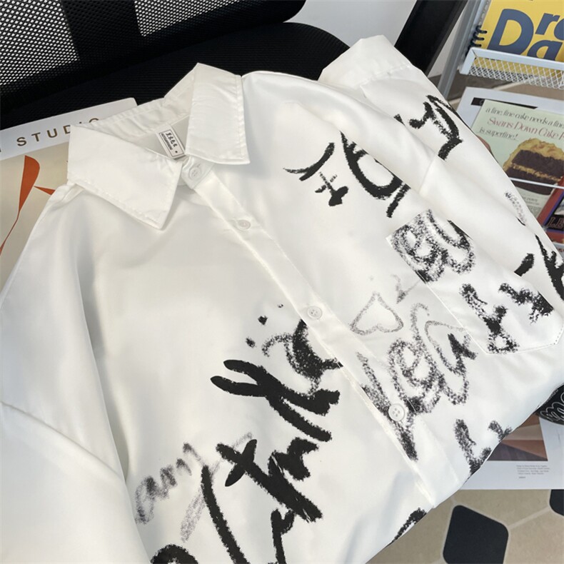 衬衫男士韩版潮流长袖涂鸦帅气百搭2024夏季新款ins外套CY751-P43,男装衬衫,星座412-3