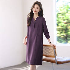 2025年秋季时尚宽松针织优雅气质中长款连衣裙，女装连衣裙，依恋蒂丝