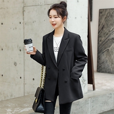 小众设计感西装外套女春秋天高级感休闲气质女神范西服潮牌双排扣，女装西装，韩蔻秀