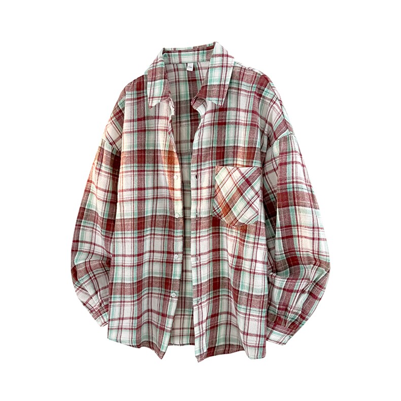 衬衫男秋季新款港风宽松大码格子长袖衬衣CS602-特P28，男装衬衫，星座214-3