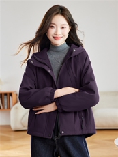 休闲连帽工装风加绒加厚保暖外套女2025秋冬新款显瘦百搭夹克上衣，女装棉衣/棉服，沐七七