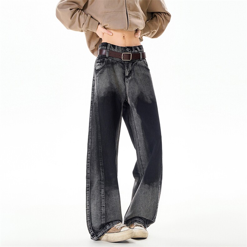 龙叨叨美式ins高街暗黑宽松直筒牛仔裤LK25521-特P45控78，男装牛仔裤，电商B221