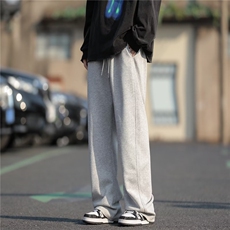 美式灰色裤子男女垂感休闲裤高街嘻哈宽松直筒裤DK20-P35，男装休闲裤，星座1109-3