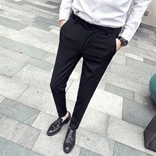 A450-ZD90春夏英伦条纹休闲西裤长裤发型师，男装休闲裤，星座1904A