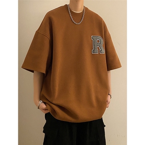 华夫格夏季新款短袖字母刺绣青少年上衣T恤JK23241-p25控38图片