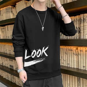 抖音直播现货2026秋季新款潮流男士look印花大码休闲圆领卫衣打底图片