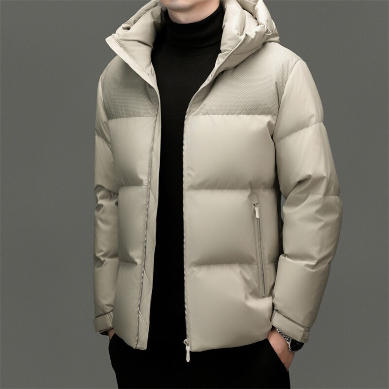 男装面包羽绒服YR8811新品主推90绒子拼接提花格面料 实体品质图片