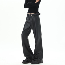 现货04美式高街vibe皮裤微喇PU皮休闲裤潮XZ211-1-K2449-P60，男装皮裤，星座211-1