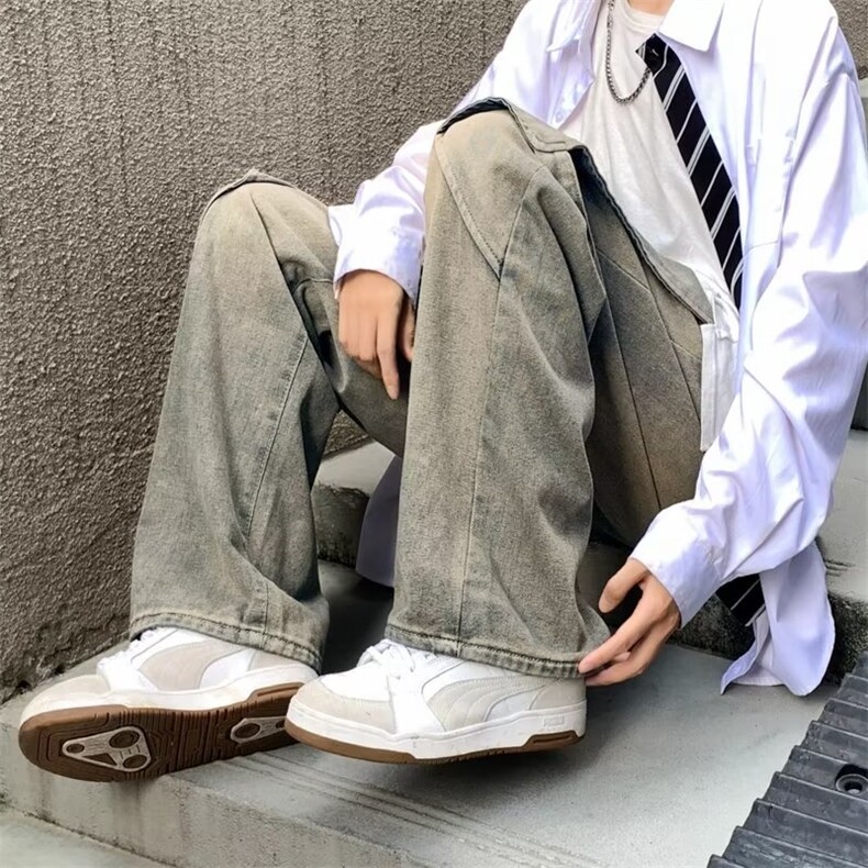 美式高街牛仔裤男韩版潮拼接个性2023秋冬新款ins长裤RK1146-P55,男装牛仔裤,星座412-3