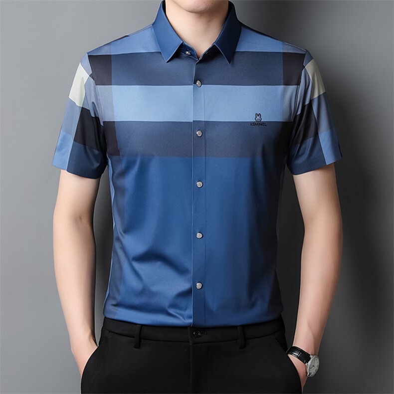 BJ101023931男士2023年夏季新款百搭衬衫男短袖商务休闲衬衣男P70，男装衬衫，电商B360