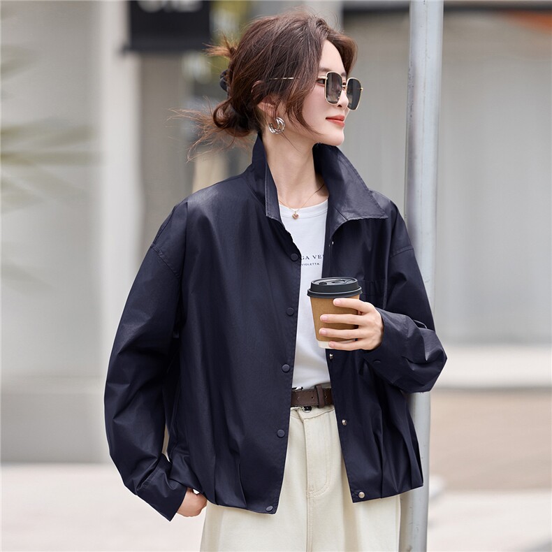 时尚休闲薄款短款外套女2025春秋季新款小个子百搭夹克上衣,女装短外套,丽影随形
