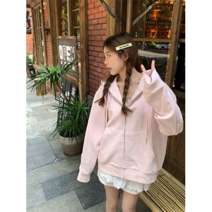 KS289-P55 多色可选 连帽开衫卫衣 学生宽松 百搭上衣 纯色图片