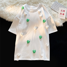 1港风潮T恤女情侣大码M-5XL网红小爱心短袖T恤男DT7742P55控78，男装T恤，星座226-2