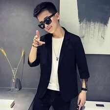 100%聚酯纤维社会小伙夜店7分中袖小西装D男五分袖西服8865，男装西服，电商D240-242