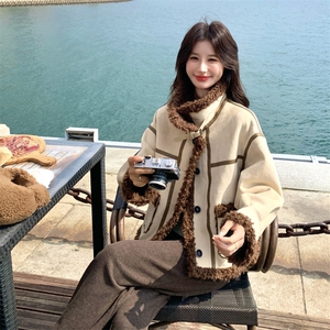 巨好看麂皮绒短外套女2025冬季新款韩系皮毛一体小个子羊羔毛棉服图片