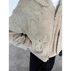 美式复古大理石座山雕棉服男款冬季仿水貂毛cleanfit加绒夹克外套，男装夹克，四季星座505