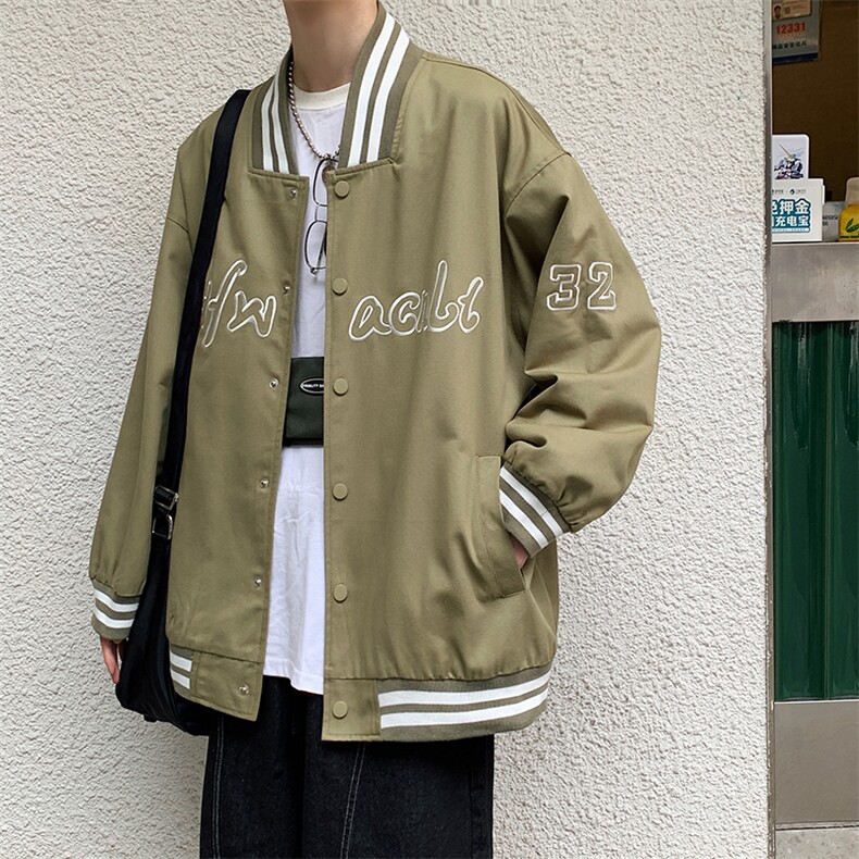 男新款宽松百搭刺绣外套棒球=服INS上衣G09图片