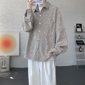 衬衫男秋季新款港风宽松大码小香风长袖衬衣CS7002-P42图片