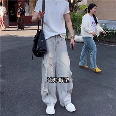 6632-P50日系简约流行新款慵懒气质ins文艺百搭时尚原宿牛仔长裤，男装休闲裤，电商B323A