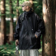 夹克衣男冰丝夏季薄款山系户外机能连帽冲锋衣外套宽松服W9264，男装夹克，星座1116A-1（原606A）