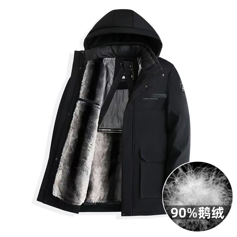 2025新款【可拆卸内胆】90白鸭绒连帽羽绒服外套男90绒新标图片