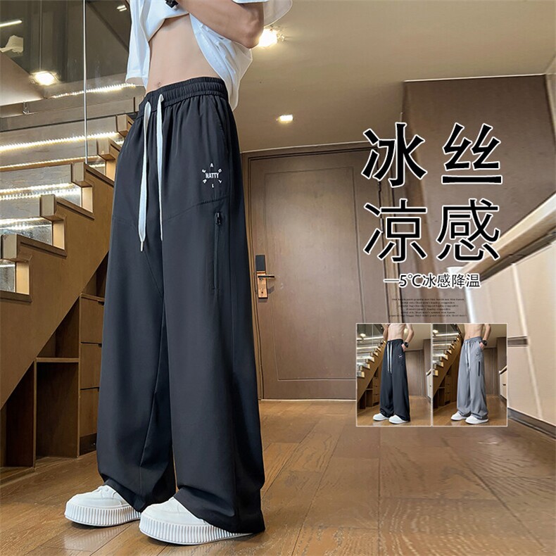 2025夏季新款内景拉链刺绣冰丝裤M-5XLHK25527-特P30,男装休闲裤,电商A022
