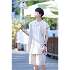 2025夏季新款清新简约刺绣小飞机中性运动休闲套装TZ34/P55控78，男装休闲套装，电商A148