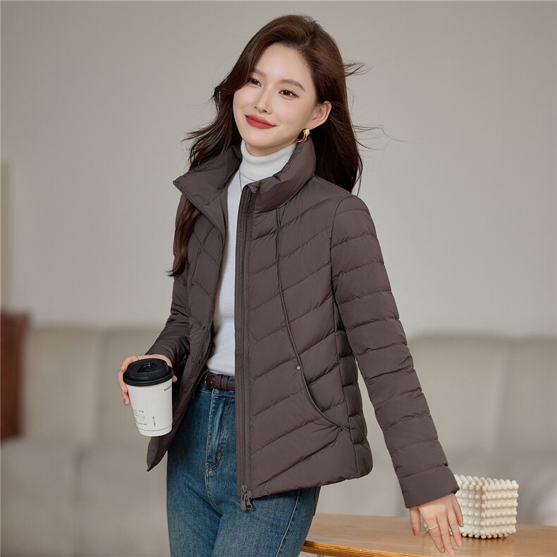 现货2025年冬季时尚休闲立领保暖羽绒服,女装羽绒服,依恋蒂丝