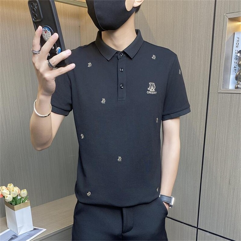 PL045-特P40控65夏季翻领短袖polo衫男时尚百搭个性休闲欧货潮衣，男装Polo衫，电商D310B-1