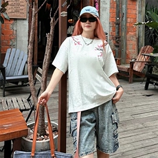 万针全刺绣工艺抖音得物高品质260克重磅纯棉双纱美式高街短袖T恤，男装T恤，电商A486