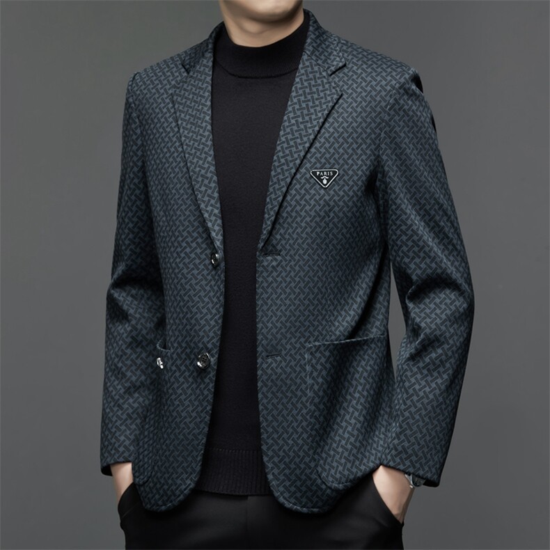 秋冬男士宽松休闲格子西服上衣中年厚款保暖西装外套QS3305-P120,男装西服,星座1105-3